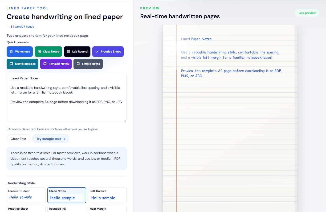Lined notebook page created with the HandwritingTool converter