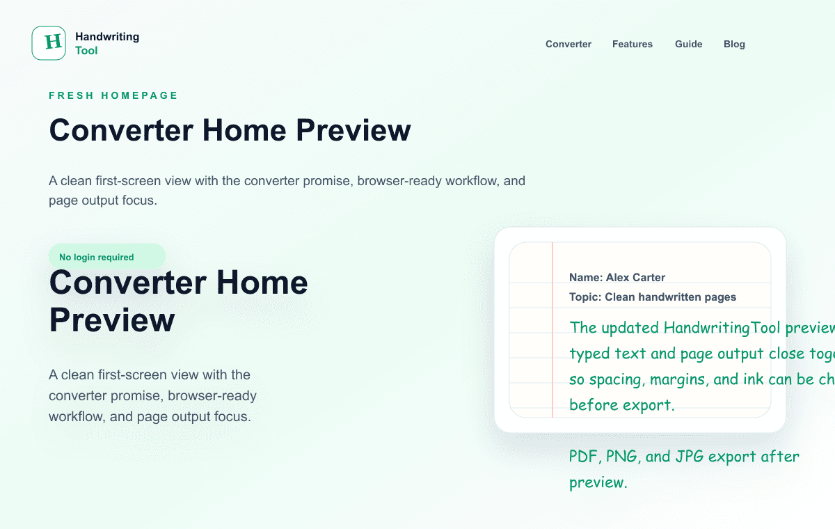 HandwritingTool homepage preview