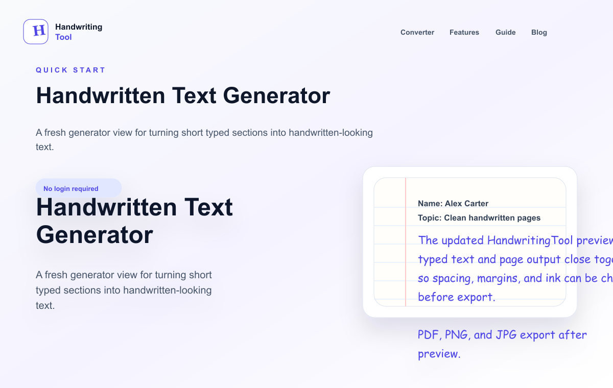 HandwritingTool handwritten text generator quick start
